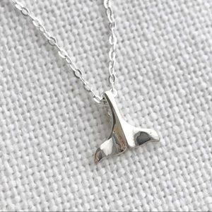 Whale Dolphin Tail HANDMADE Sterling Silver Charm Necklace NWT .925 Summer Beach